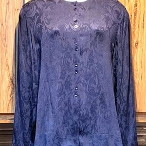 Jones New York Jacquard blouse in deep Purple/Blue